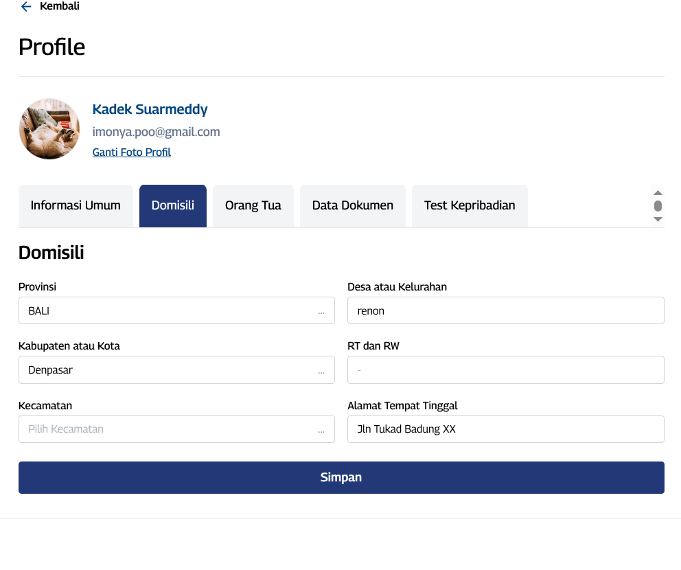 Lengkapi Biodata Domisili